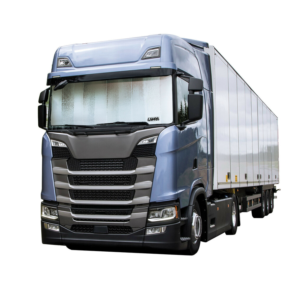 Lampa – Ηλιοπροστασία Εσωτερική Παρμπρίζ Truck Deluxe Series XXL (Μαύρη/Ματ 90 x 240 cm), Κορυφαία Θερμική Ασπίδα Προστασίας για το Ταμπλό και την Καμπίνα Φορτηγού - 1 Τεμ. (L.6682.6)