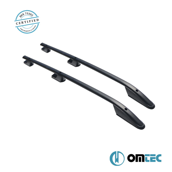 Omtec - Παράλληλες Μπάρες Οροφής Sport για VW Amarok (PH 2H) 2010>2022 από Αλουμίνιο σε Μαύρο Χρώμα και Μέγιστο Βάρος Φορτίου 75 kg - 2 τεμ. (7535931B/OM)
