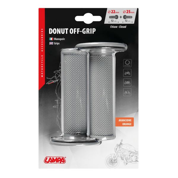 ΧΕΡΟΥΛΙΑ MOTO DONUT OFF-ROAD ΓΚΡΙ/ΠΟΡΤΟΚΑΛΙ 22MM+25MM 12CM 2ΤΕΜ