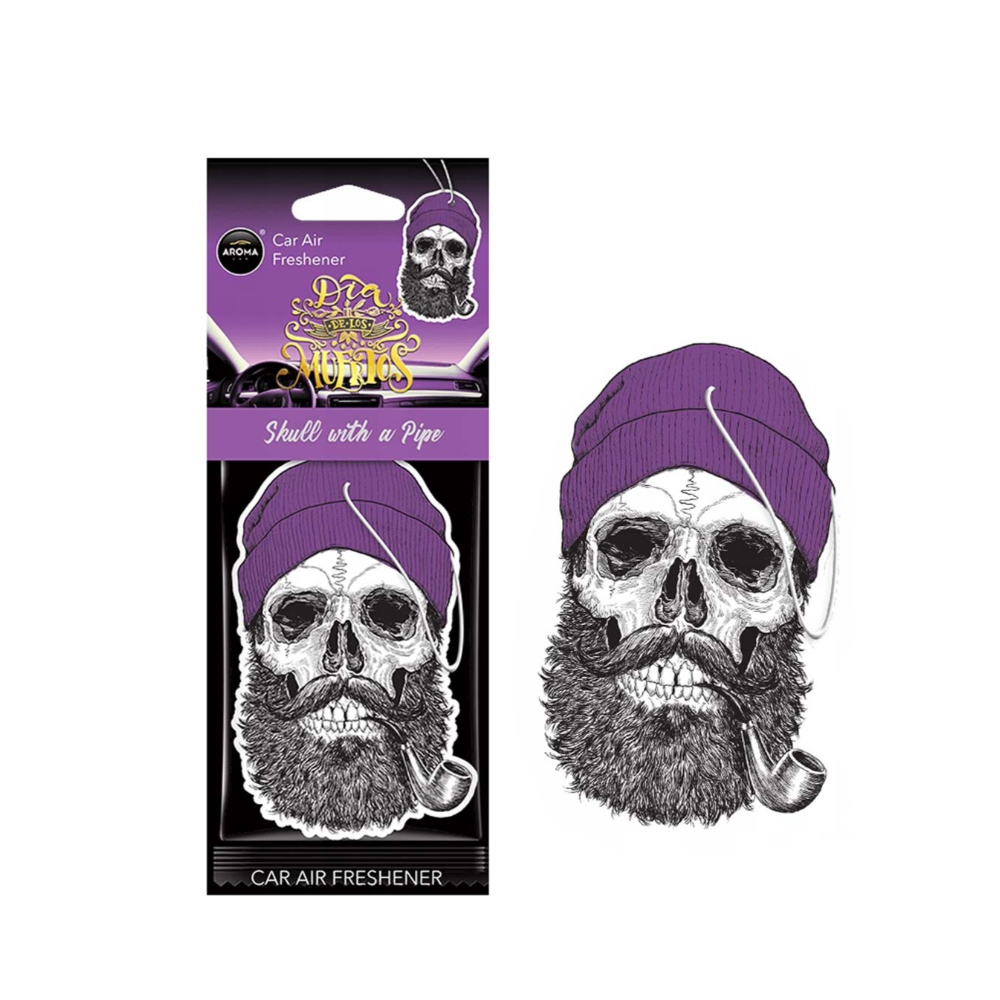 Amio - ΑΡΩΜΑΤΙΚΟ ΚΡΕΜΑΣΤΟ AROMA CAR MUERTOS SKULL WITH A PIPE CORAL STUFF - 1 TEM. (A10381/AM)