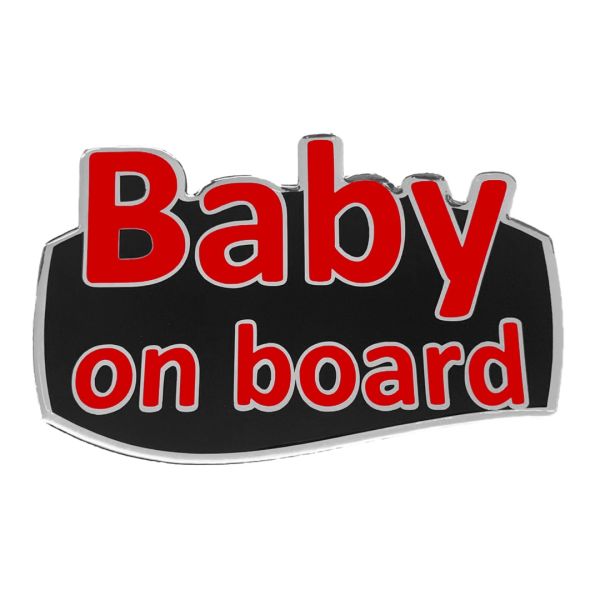 BABY ON BOARD ΑΥΤΟΚΟΛΛΗΤΟ ΕΞΩΤΕΡΙΚΗΣ ΧΡΗΣΗΣ 13,1 Χ 8,3cm ΚΟΚΚΙΝΟ/ΜΑΥΡΟ/ΧΡΩΜΙΟ ΜΕ ΕΠΙΚΑΛΥΨΗ ΣΜΑΛΤΟΥ - 1 ΤΕΜ.