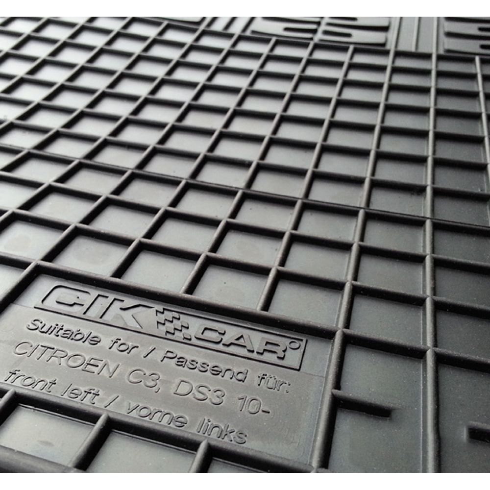 Cik - ΠΑΤΑΚΙΑ ΑΥΤΟΚΙΝΗΤΟΥ ΑΠΟ ΛΑΣΤΙΧΟ ΓΙΑ CITROEN C3 2010-2017 / DS3 2010-2019 ΣΕ ΜΑΥΡΟ ΧΡΩΜΑ ΜΕ ΚΟΥΜΠΩΜΑΤΑ - 4 ΤΕΜ. (RM.CI.0002/CK)
