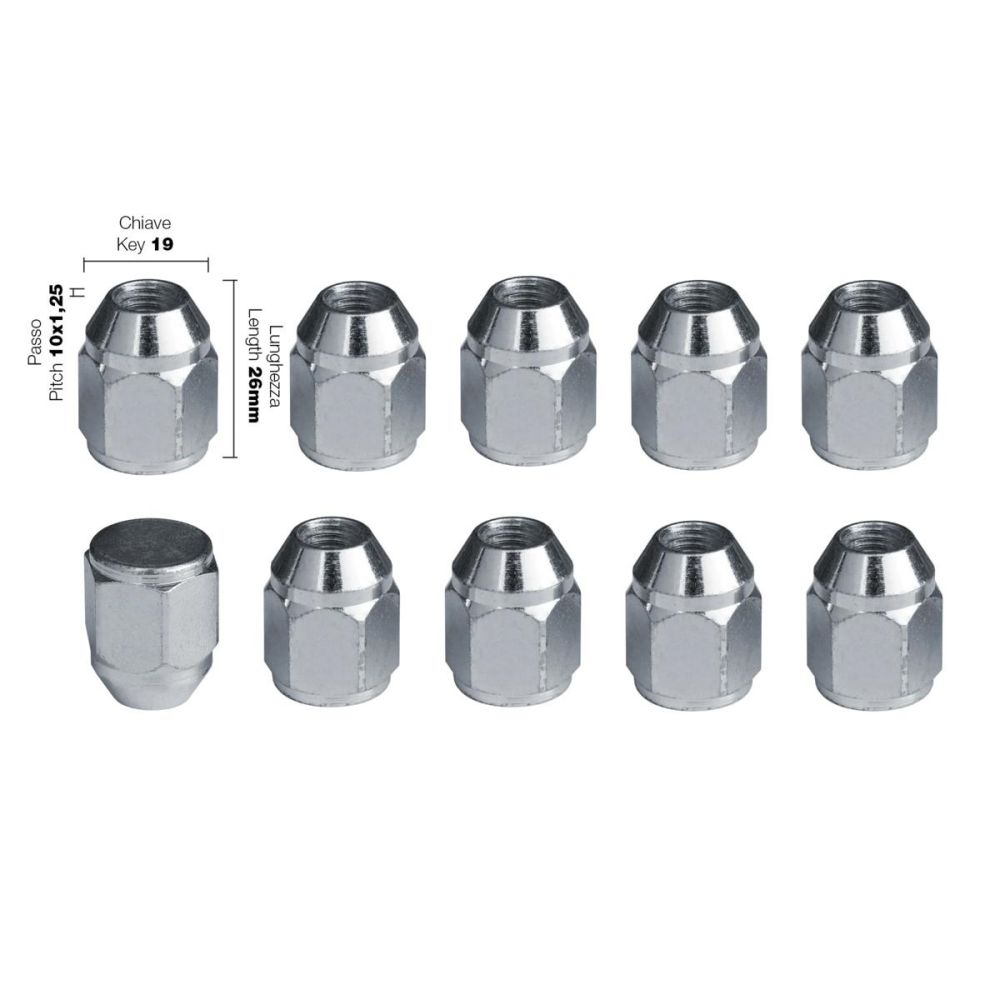 Simoni Racing – Παξιμάδι Κωνικό 10x1.25 (26mm) (19) για Τροχούς & Ζάντες Στερεώση Υψηλής Ασφάλειας Κωνική Έδραση – 10 Τεμ. (SRDR/12-10)