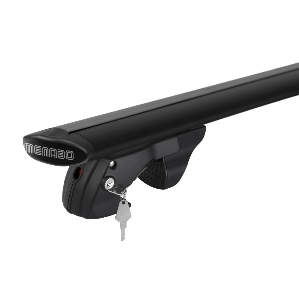 Menabo – Μπάρες Οροφής Αλουμινίου Fender 118 cm Σε Μαύρο Χρώμα Για BMW Serie 5 Touring (E61) 04/2004 > 05/2010 5πορτο / Station Wagon Με Raised Rails - 2 Τεμ. (14660/MB)
