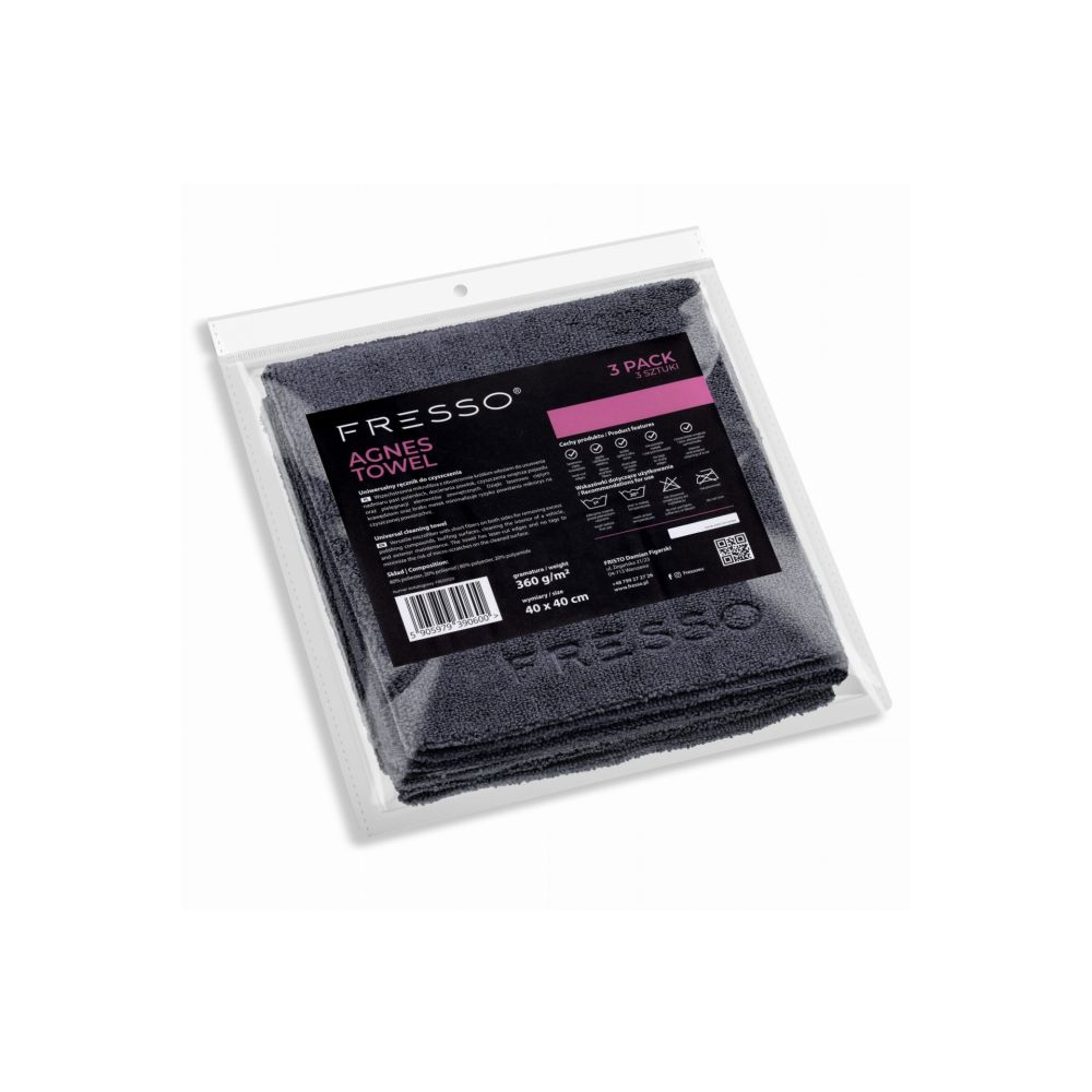 Fresso - Πετσέτες Μικροΐνας Agnes 40 x 40 cm 360 g/m² Διπλής Όψης για Εσωτερικές και Εξωτερικές Επιφάνειες - Σετ 3 Τεμ. (390600/FRE)