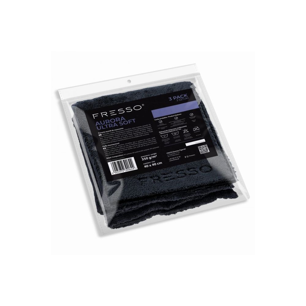 Fresso - Πετσέτες Μικροΐνας Aurora Ultra Soft 40 x 40 cm 350 g/m² με Μακριά Ίνα και Άκρες Κοπής Laser - Σετ 3 Τεμ. (390624/FRE)