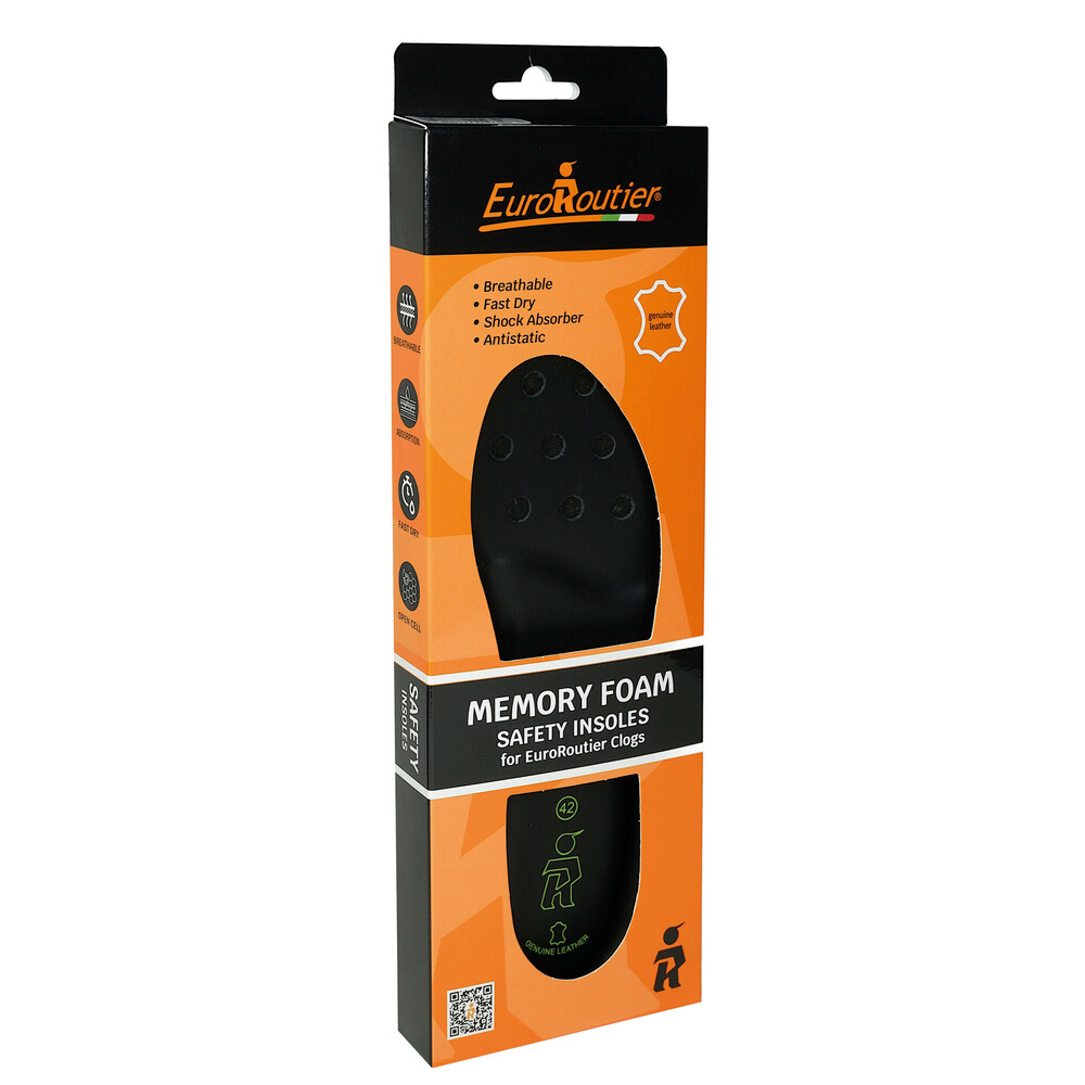Ανατομικοί Πάτοι Memory Foam από την Euroroutier σε μέγεθος EU43/UK9 σε Μαύρο  Χρώμα για Παπούτσια Ασφαλείας και Εργασίας