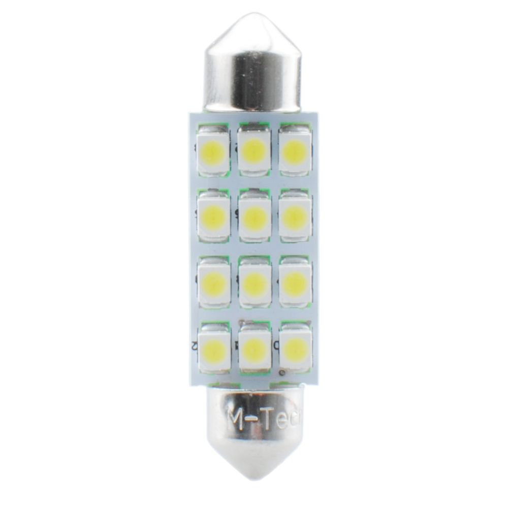 ΛΑΜΠΑΚΙΑ ΠΛΑΦΟΝΙΕΡΑΣ C5W/C10W 12V 0,96W SV8,5 41mm PREMIUM LED 12xSMD3528 ΛΕΥΚΟ 1ΤΕΜ.