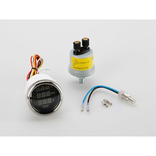 ΜΑΝΟΜΕΤΡΟ 3 ΣΕ 1 ΨΗΦΙΑΚΟ ΜΑΥΡΟ ΜΕ ΛΕΥΚΟ ΦΩΣ BLACK DIGITAL SERIES 9-32V 52mm