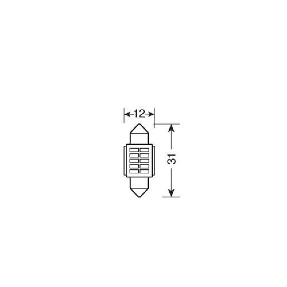 ΛΑΜΠΑΚΙ ΠΛΑΦΟΝΙΕΡΑΣ 12V 12x31mm 150lm ΛΕΥΚΟ MEGA-LED10 (ΔΙΠΛΗΣ ΠΟΛΙΚΟΤΗΤΑΣ- CAN-BUS) BLISTER 1ΤΕΜ.