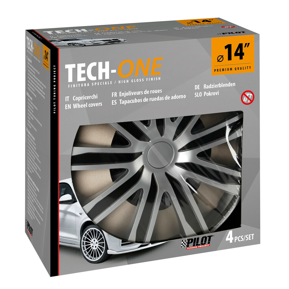 Lampa - Σετ Τάσια Αυτοκινήτου 14’’ Raze Silver/Black από υλικό ABS σε Ασημί με Μαύρο Χρώμα - 4 TEM (L3149.1)