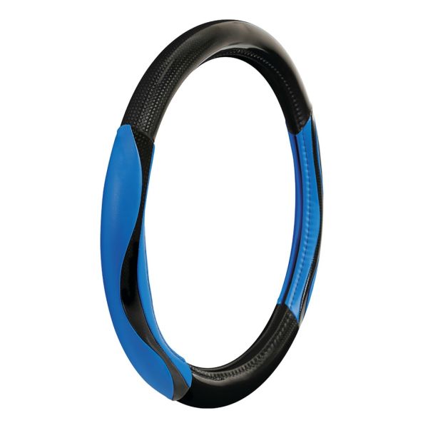 Lampa Κάλυμμα Τιμονιού Αυτοκινήτου Silverstone 37-39εκ. Άοσμο Με Carbon πρόσθετα λαβές Ultra-soft Skeentex Μπλε Μαύρο 1-τεμ. (L3294.7)