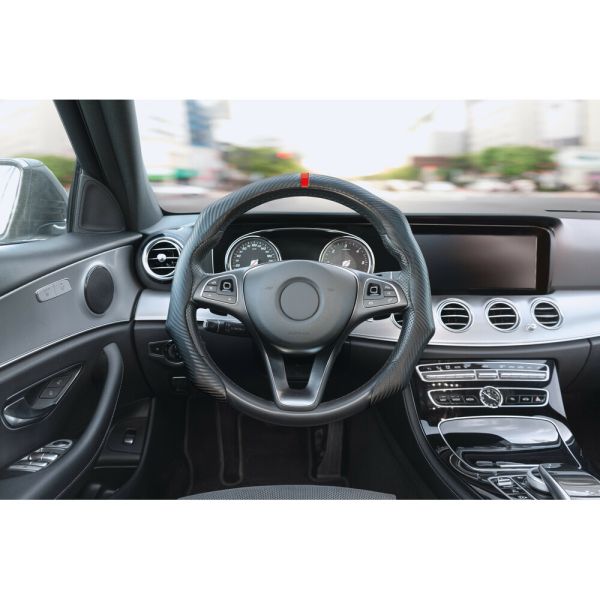 Lampa Κάλυμμα Τιμονιού Αυτοκινήτου Over-Grip, σπορ Άοσμο από PVC, Carbon look universal Γκρί 1-τεμ. (L3307.9)