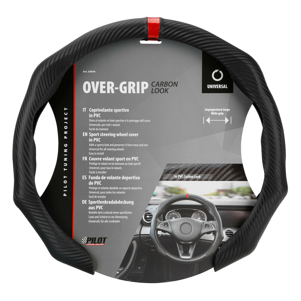Lampa Κάλυμμα Τιμονιού Αυτοκινήτου Over-Grip, σπορ Άοσμο από PVC, Carbon look universal Γκρί 1-τεμ. (L3307.9)