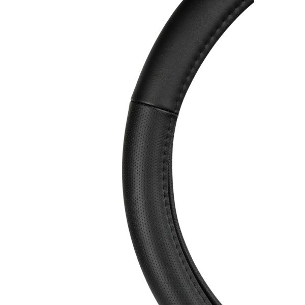 Lampa Κάλυμμα Τιμονιού Αυτοκινήτου Classic Premium 35/37εκ. Άοσμο με διάτρητες λαβές Ultra soft Skeentex Μαύρο με Μαύρη Ραφή 1-τεμ. (L3315.4)