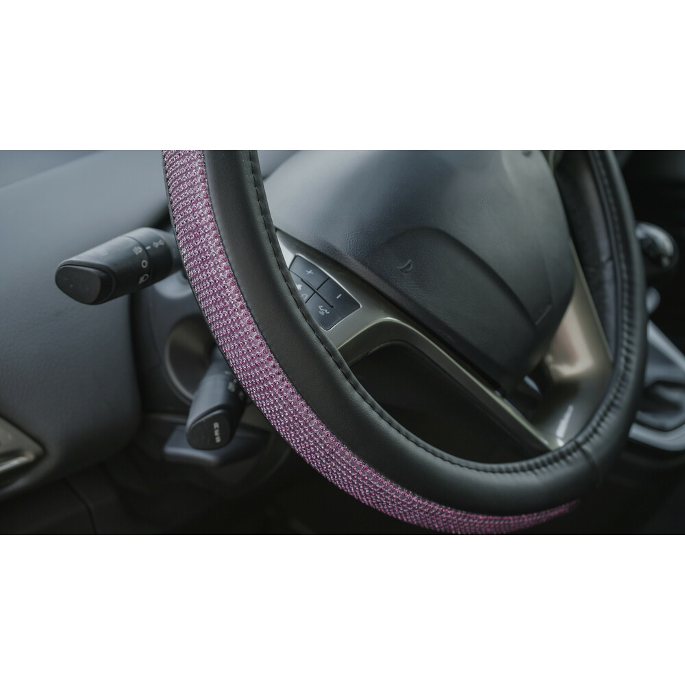 ΚΑΛΥΜΜΑ ΤΙΜΟΝΙΟΥ DIAMONDS PINK (S) 35/37cm ΣΥΝΘΕΤΙΚΟ ΔΕΡΜΑ SKEENTEX ΜΑΥΡΟ/POZ LAMPA  - 1 ΤΕΜ.
