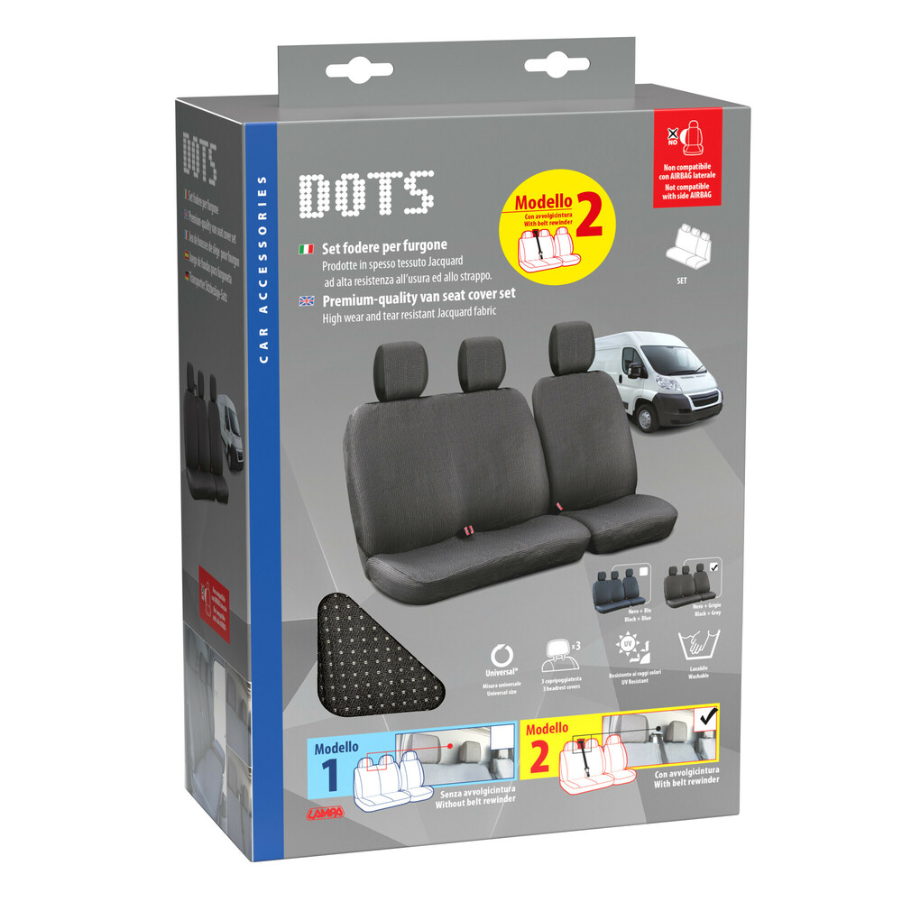 ΚΑΛΥΜΜΑΤΑ ΚΑΘΙΣΜΑΤΩΝ ΦΟΡΤΗΓΟΥ DOTS-2 SET ΜΑΥΡΟ-ΓΚΡΙ