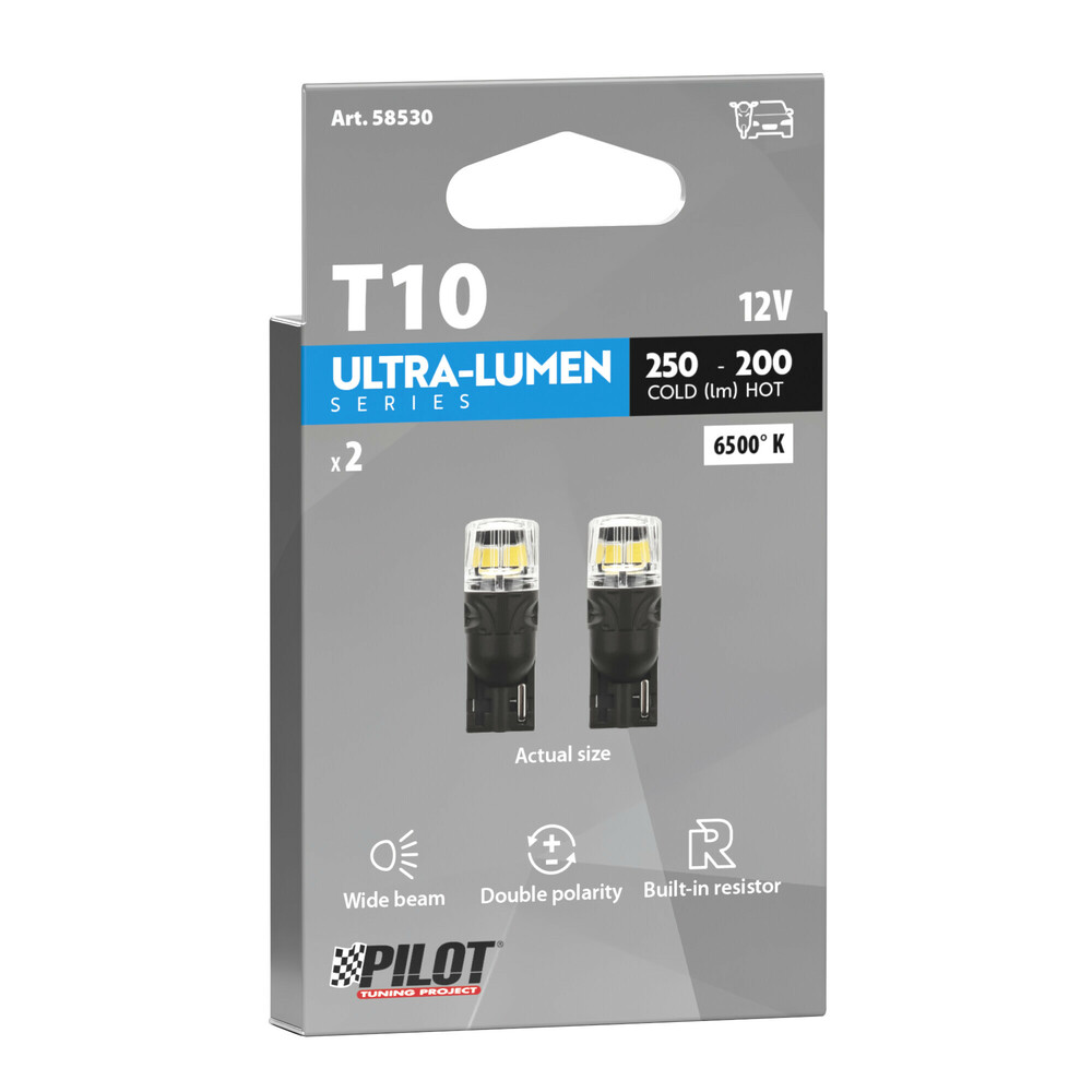 T10 W5W 12V W2,1x9,5d 250/200lm 6.500K ΔΙΠΛΗΣ ΠΟΛΙΚΟΤΗΤΑΣ LED CAN-BUS ULTRA-LUMEN SERIES 2ΤΕΜ.