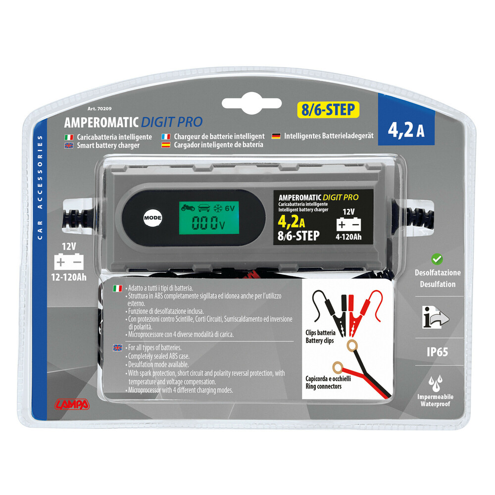 ΦΟΡΤΙΣΤΗΣ ΜΠΑΤΑΡΙΑΣ AMPEROMATIC DIGIT PRO 12V 4,2A 4>120Ah GEL-STD-SMF-EFB-LiFePo4
