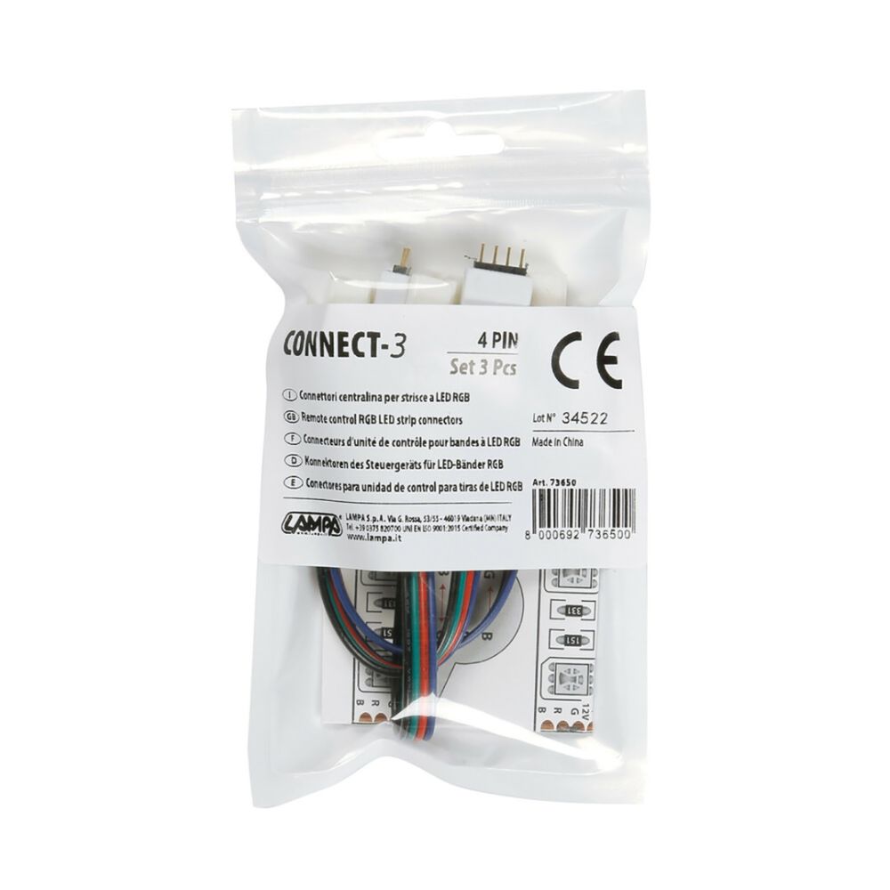 ΑΝΤΑΛΛΑΚΤΙΚΗ ΦΙΣΑ CONNECT-3 ΜΕ 4PIN 16 cm ΓΙΑ ΣΥΝΔΕΣΗ ΤΑΙΝΙΑΣ RGB LED ΜΕ ΤΗΛΕΧΕΙΡΙΣΤΗΡΙΟ 3 ΤΕΜ.