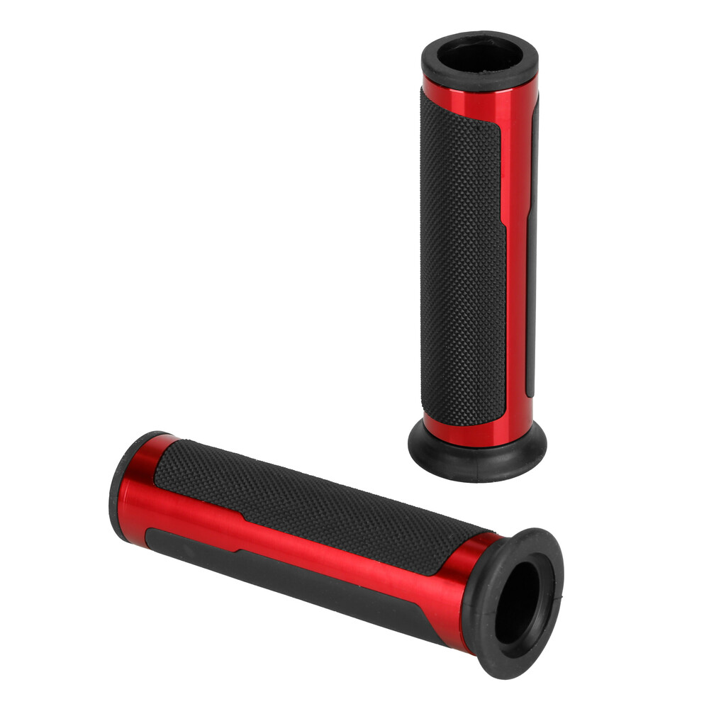 ΧΕΡΟΥΛΙΑ MOTO STYLE GRIP ΜΑΥΡΟ/ΚΟΚΚΙΝΟ ΧΡΩΜΑ 22mm+25mm 12cm LAMPA - 2 τεμ.