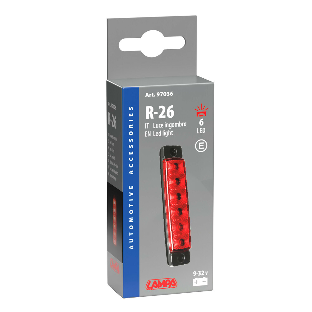 ΦΩΣ ΟΓΚΟΥ 9>32V 6 LED ΚΟΚΚΙΝΟ ΧΡΩΜΑ 95,6x19,8mm ΜΕ ΕΓΚΡΙΣΗ ΤΥΠΟΥ E148 LAMPA -  1 Τεμ.