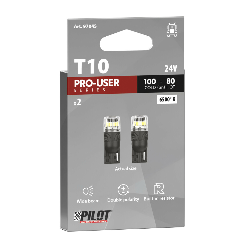 T10 W5W 24V 100/80lm 6.500K ΔΙΠΛΗΣ ΠΟΛΙΚΟΤΗΤΑΣ LED CAN-BUS PRO-USER SERIES 24V 2ΤΕΜ.