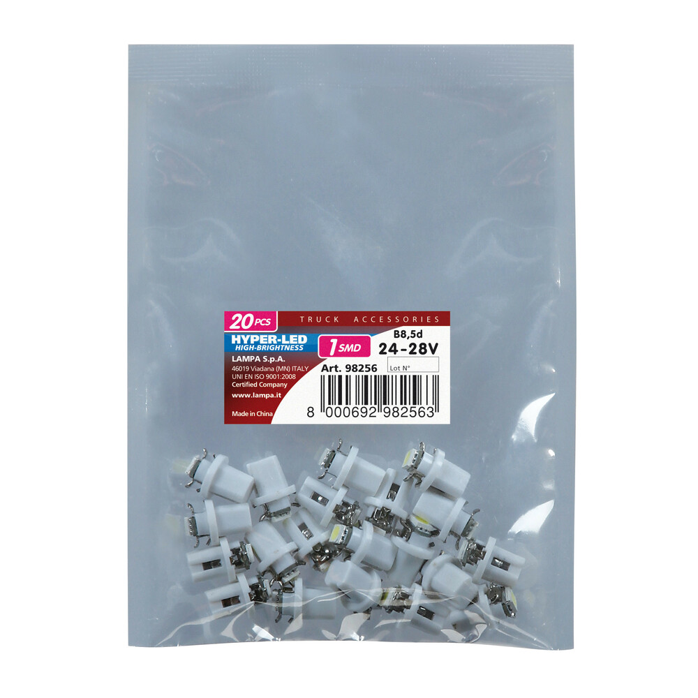 B8,5d 24/28V HYPER-LED3 ΛΕΥΚΟ -20 τεμ,