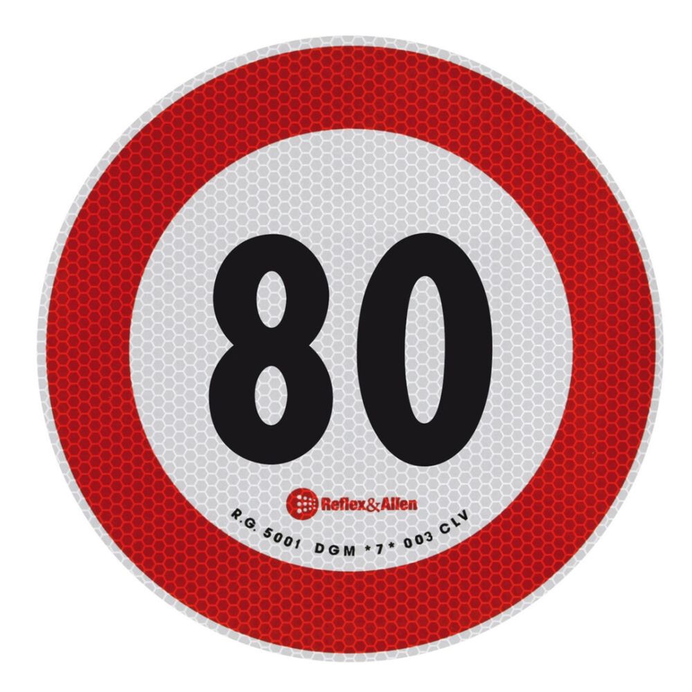 ΣΗΜΑ ΤΑΧΥΤΗΤΑΣ ΧΙΛΙΟΜΕΤΡΩΝ 80km/h ΑΥΤΟΚΟΛΛΗΤΟ 20CM ΔΙΑΜΕΤΡΟΣ