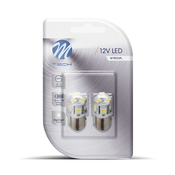 P21/5W 12V BAY15d LED 18xFlux 5mm 1,2W PREMIUM ΛΕΥΚΟ (ΔΙΠΟΛΙΚΟ) BLISTER 2ΤΕΜ. M-TECH P21/5W 12V BAY15d LED 18xFlux 5mm 1,2W PREMIUM ΛΕΥΚΟ (ΔΙΠΟΛΙΚΟ) BLISTER 2ΤΕΜ. M-TECH