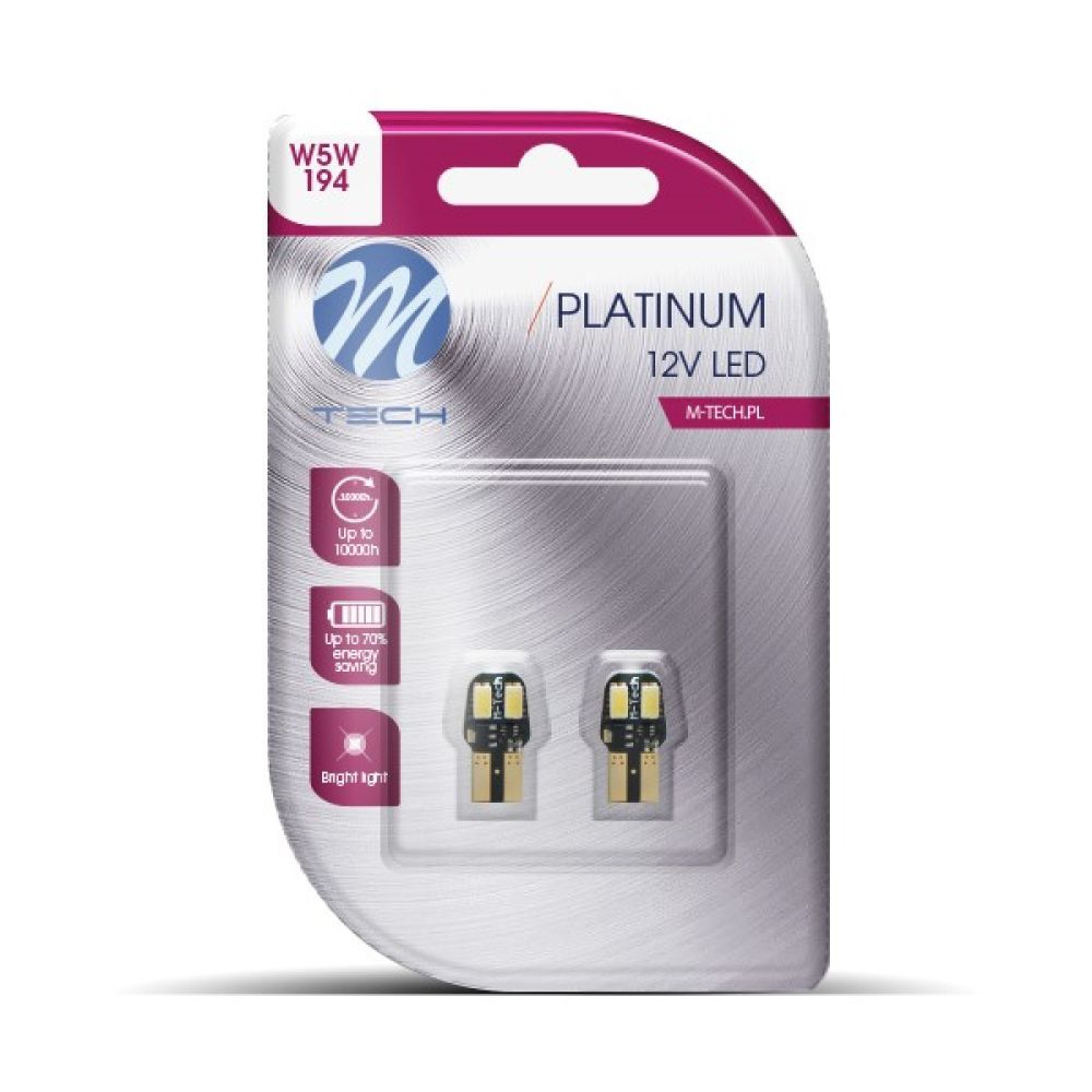 T10 W5W 12V W2.1x9.5d 12VDC 1,6W 4xSMD5630 LED ΛΕΥΚΟ CAN-BUS BLISTER 2ΤΕΜ. M-TECH