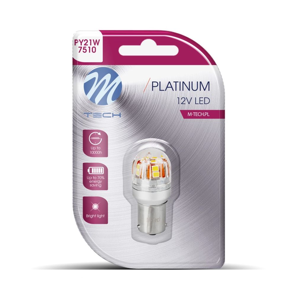 ΛΑΜΠΑΚΙ PY21W 12/24V 21W BAU15s 15x2835SMD 210lm ΜΟΝΟΠΟΛΙΚΟ ΠΑΡΑΚΕΝΤΡΟ CAN-BUS PLATINUM ΠΟΡΤΟΚΑΛΙ - 1 ΤΕΜ.