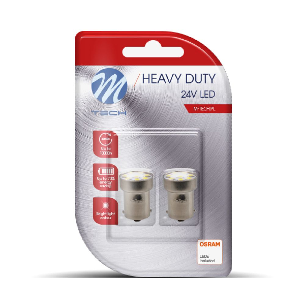 ΠΡΟΣΦΟΡΑ R5W/R10W 24V BA15s LED 8xSMD3528 ΛΕΥΚΟ (ΜΟΝΟΠΟΛΙΚΟ) HEAVY DUTY BLISTER 2ΤΕΜ. M-TECH