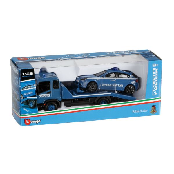 ΜΙΝΙΑΤΟΥΡΕΣ ΦΟΡΤΗΓΟ ΜΕ ΠΕΡΙΠΟΛΙΚΟ ΟΧΗΜΑ POLIZIA ΣΕ ΓΑΛΑΖΙΟ ΧΡΩΜΑ 1:43 BURAGO LAMPA 1ΤΕΜ.
