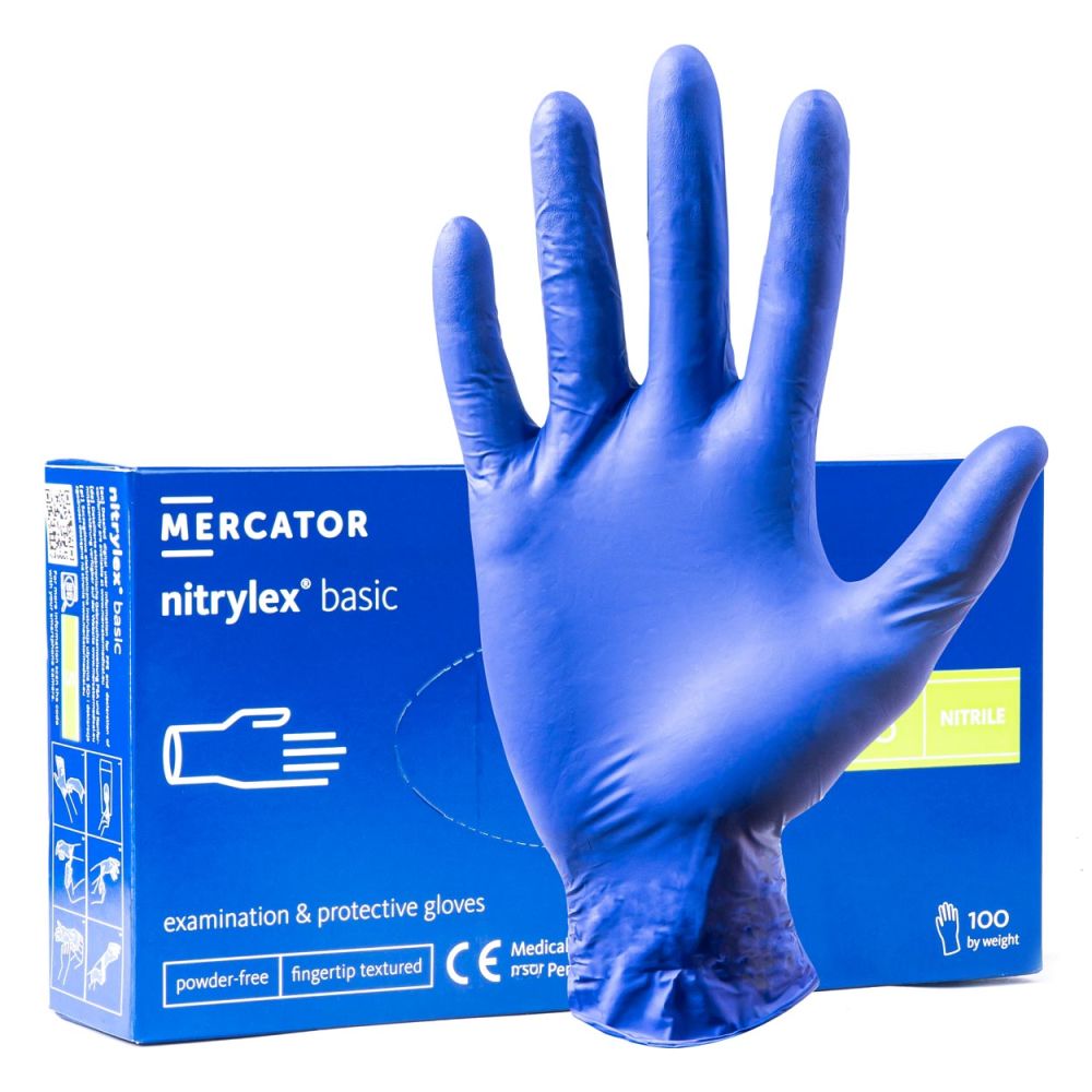 Amio - ΓΑΝΤΙΑ ΝΙΤΡΙΛΙΟΥ MERCATOR NITRYLEX BASIC ΣΕ ΜΠΛΕ ΧΡΩΜΑ SMALL (S) - 100 ΤΕΜ. (MER02956/AM)