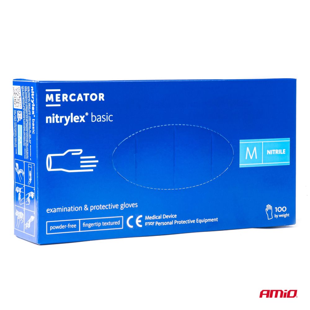 Amio - ΓΑΝΤΙΑ ΝΙΤΡΙΛΙΟΥ MERCATOR NITRYLEX BASIC ΣΕ ΜΠΛΕ ΧΡΩΜΑ MEDIUM (M) - 100 ΤΕΜ. (MER02957/AM)