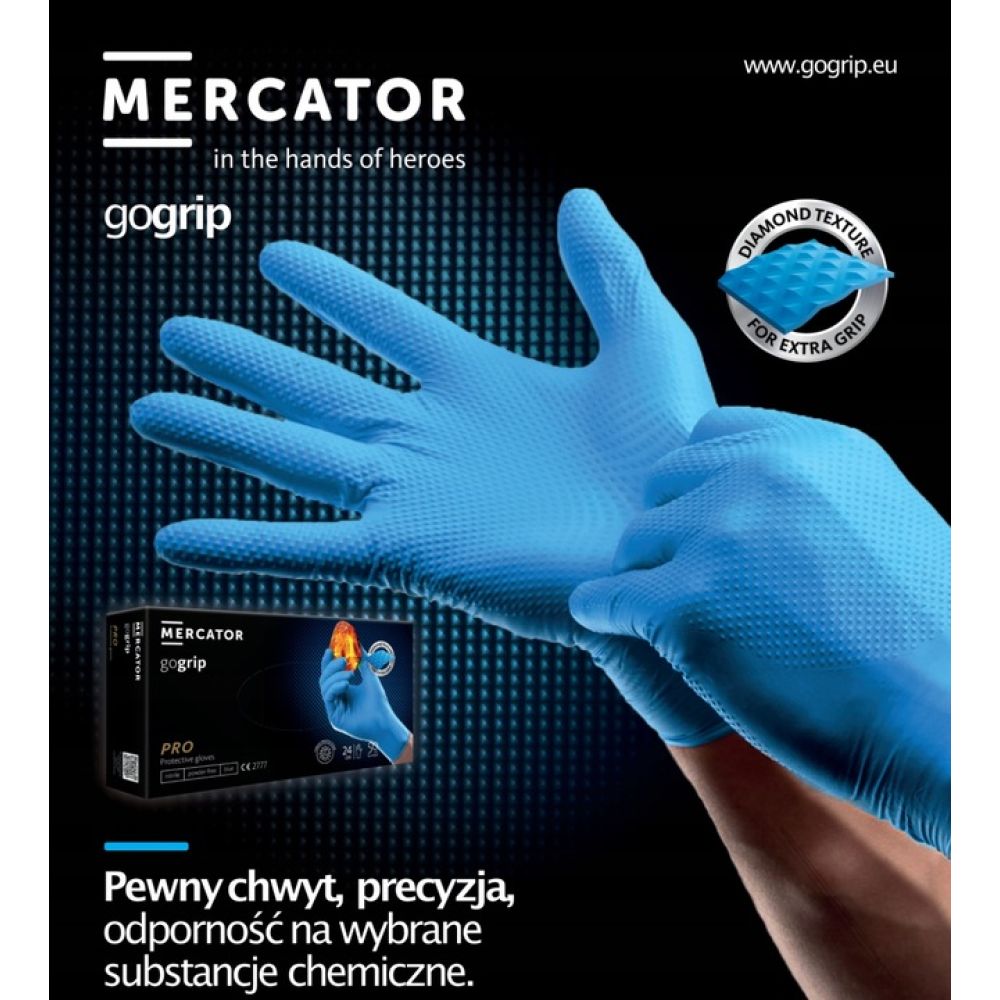 Amio - ΓΑΝΤΙΑ ΝΙΤΡΙΛΙΟΥ MERCATOR GOGRIP ΣΕ ΜΠΛΕ ΧΡΩΜΑ SMALL (S) - 50 ΤΕΜ. (MER20314/AM)