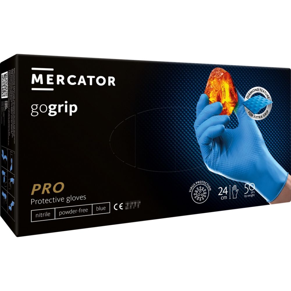 Amio - ΓΑΝΤΙΑ ΝΙΤΡΙΛΙΟΥ MERCATOR GOGRIP ΣΕ ΜΠΛΕ ΧΡΩΜΑ MEDIUM (M) - 50 ΤΕΜ. (MER20315/AM)