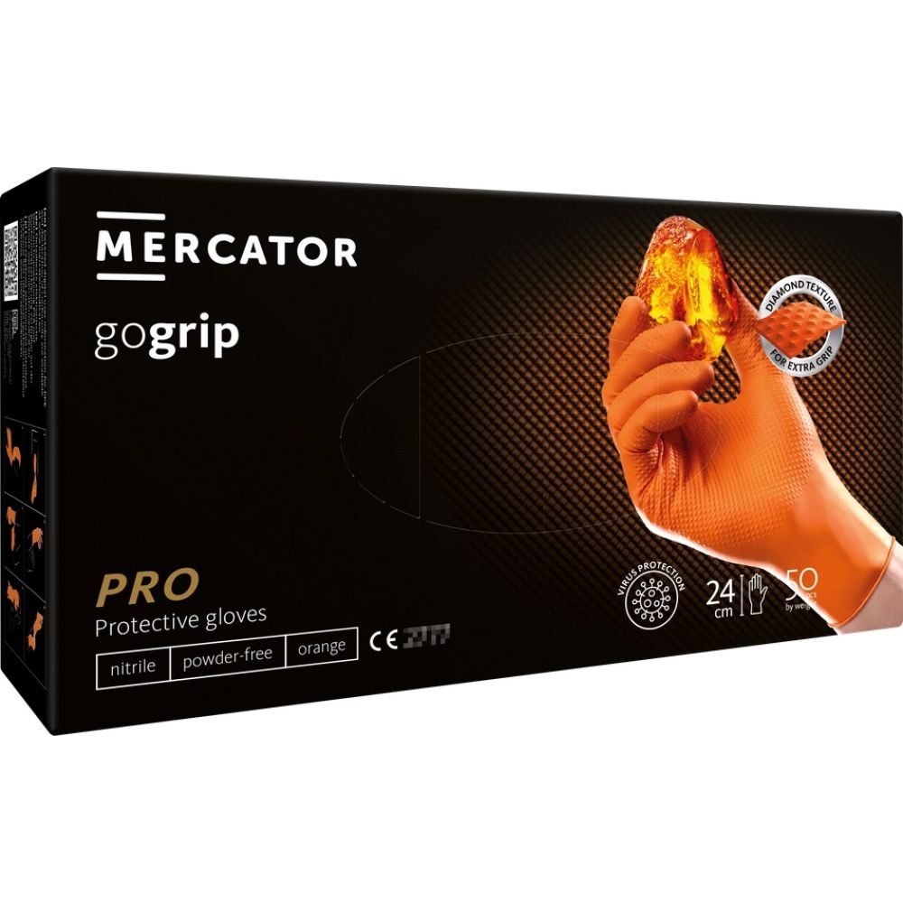 Amio - ΓΑΝΤΙΑ ΝΙΤΡΙΛΙΟΥ MERCATOR GOGRIP ΣΕ ΠΟΡΤΟΚΑΛΙ ΧΡΩΜΑ LARGE (L) - 50 ΤΕΜ. (MER20336/AM)