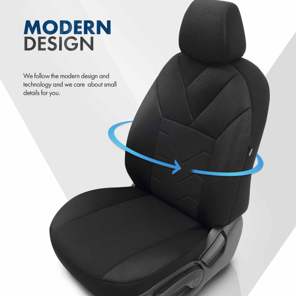 Amio - Καλύμματα Καθισμάτων OTOM Ruby 1202 Grey/Black σε Μαύρο/Σκούρο Γκρι Λινό και Δερματίνη για Μπροστινά και Πίσω Καθίσματα με 5 Προσκέφαλα - 1 σετ. (OT77345/AM)