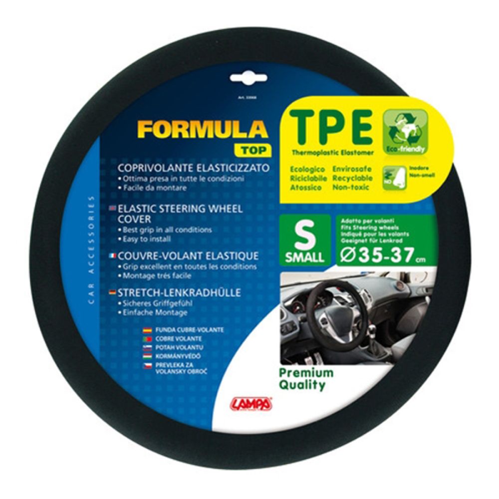 Lampa Κάλυμμα Τιμονιού Αυτοκινήτου Formula One Premium 35-37εκ. Άοσμο Αντιιδρωτικό Ευρείας κάλυψης¨Μαύρο 1-τεμ. (L3306.9)