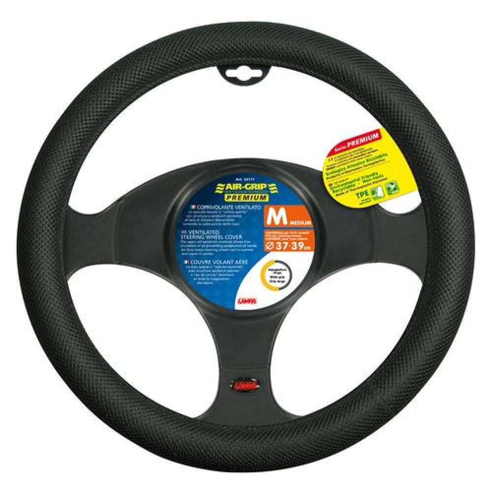 Lampa Κάλυμμα Τιμονιού Αυτοκινήτου Air-Grip Premium 37-39εκ. Άοσμο Πλεκτό Αντιιδρωτικό με αεριζόμενες κυψέλες Μαύρο - 1 τεμ. (L3311.1)