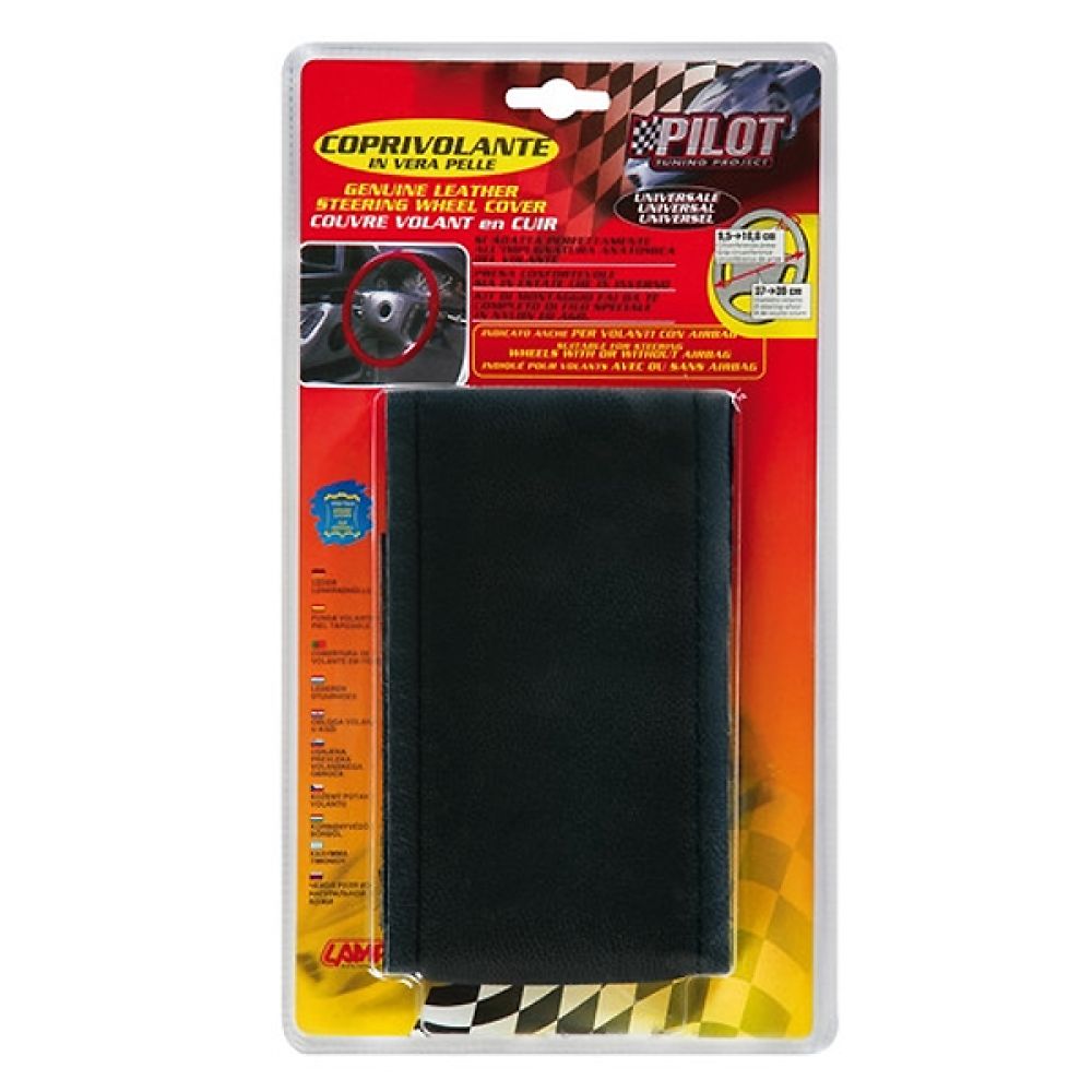 Lampa Κάλυμμα Τιμονιού Αυτοκινήτου Standard Leather Top Grip Δετό 37-39εκ. Άοσμο Γνήσιο Δέρμα ενιαίο Μαύρο 1-τεμ. (L3301.1)