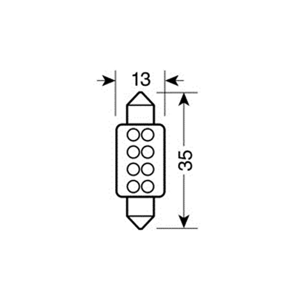 ΛΑΜΠΑΚΙ ΠΛΑΦΟΝΙΕΡΑΣ 8 LED 13x35mm ΜΠΛΕ