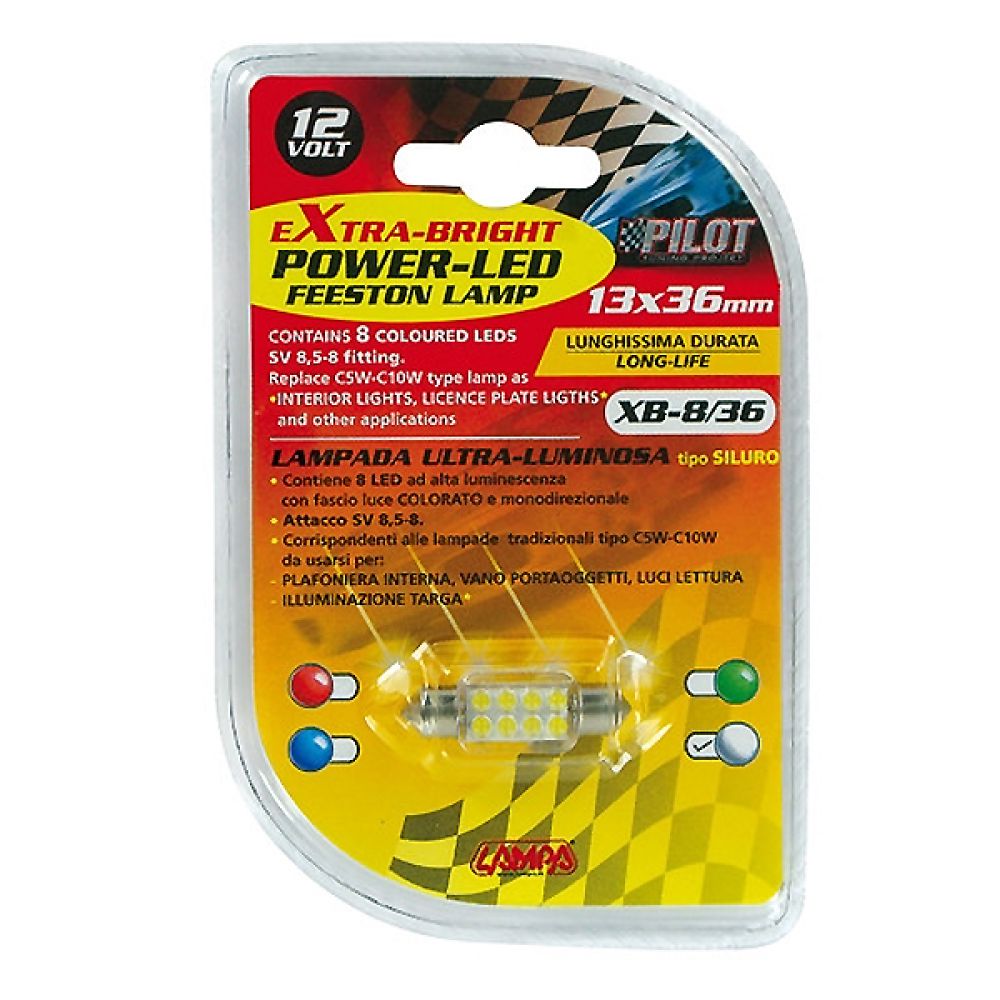 ΛΑΜΠΑΚΙ ΠΛΑΦΟΝΙΕΡΑΣ 8 LED 13x35mm ΛΕΥΚΟ