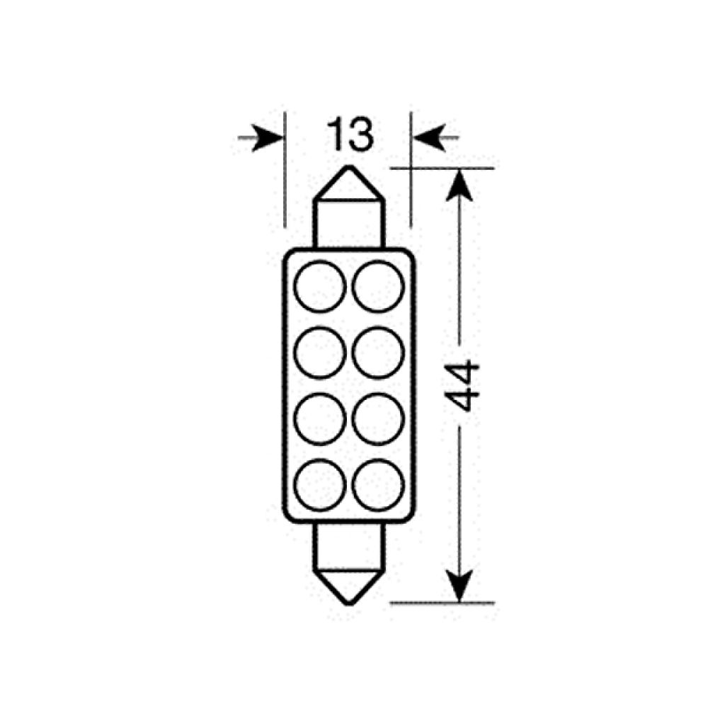 ΛΑΜΠΑΚΙ ΠΛΑΦΟΝΙΕΡΑΣ 8 LED 13x44mm ΚΟΚΚΙΝΟ