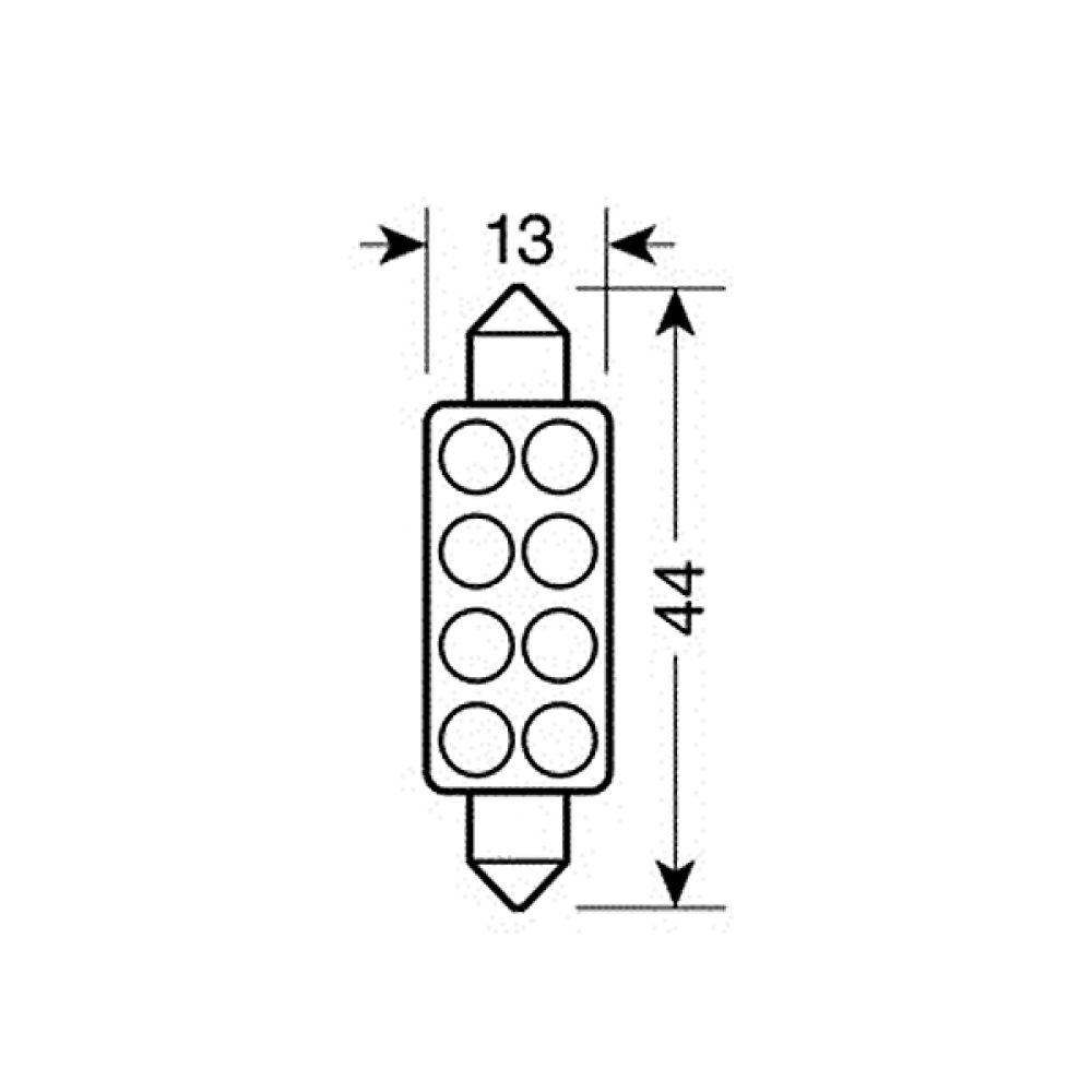 ΛΑΜΠΑΚΙ ΠΛΑΦΟΝΙΕΡΑΣ 8 LED 13x44mm ΛΕΥΚΟ