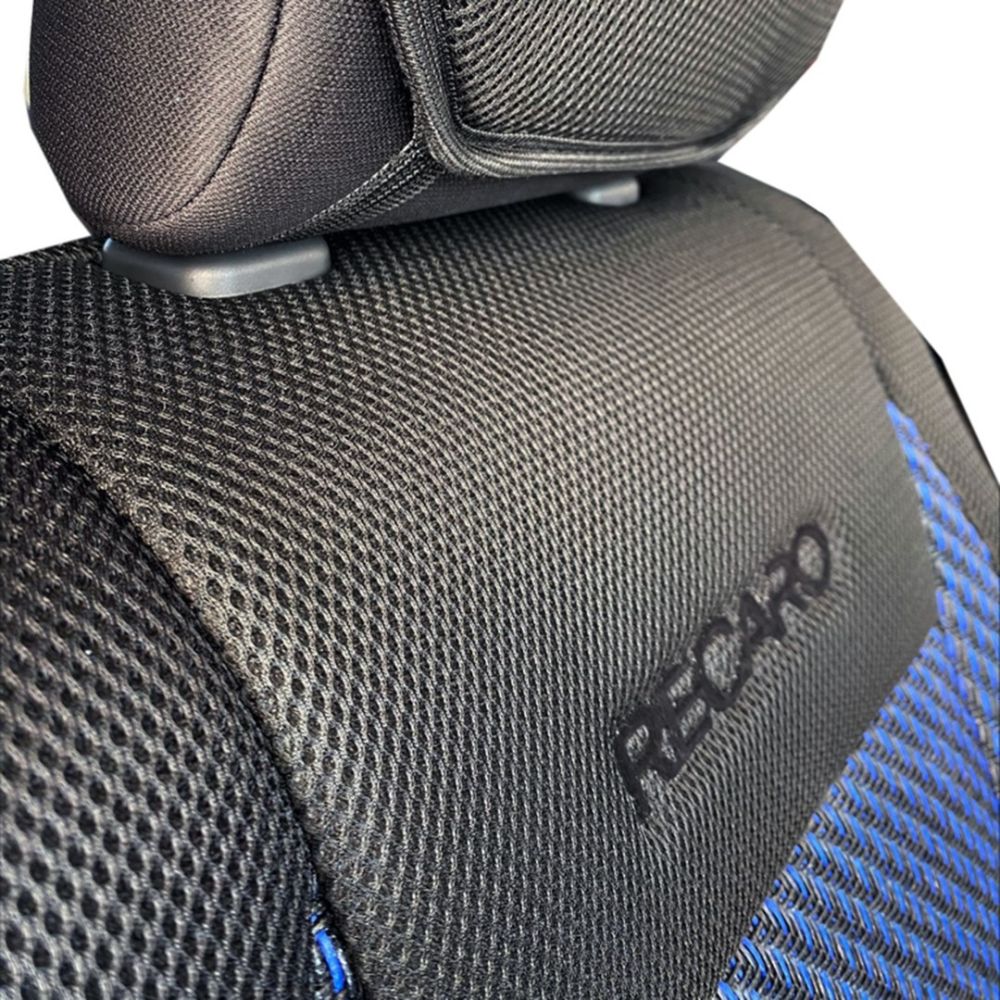 ΗΜΙΚΑΛΥΜΜΑΤΑ ΚΑΘΙΣΜΑΤΩΝ BUCKET RECARO ΜΑΥΡΟ/ΜΠΛΕ ΥΦΑΣΜΑ + 100% ΨΑΘΑ (ΧΟΡΤΟ) ΜΕ ΠΡΟΣΚΕΦΑΛΑ - 2 ΤΕΜ.