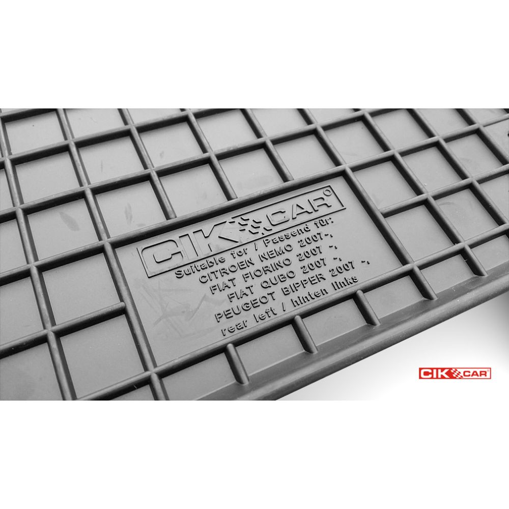 Cik - ΠΑΤΑΚΙΑ ΑΥΤΟΚΙΝΗΤΟΥ ΑΠΟ ΛΑΣΤΙΧΟ ΓΙΑ CITROEN NEMO 12/2008 / FIAT FIORINO 11/2007+ / FIAT QUBO 09/2008-05/2020 / PEUGEOT BIPPER 05/2008-03/2014 / PEUGEOT BIPPER TEPEE 03/2009-12/2017 ΣΕ ΜΑΥΡΟ ΧΡΩΜΑ ΜΕ ΚΟΥΜΠΩΜΑΤΑ - 2 ΤΕΜ. (RM.CI.0010/CK)