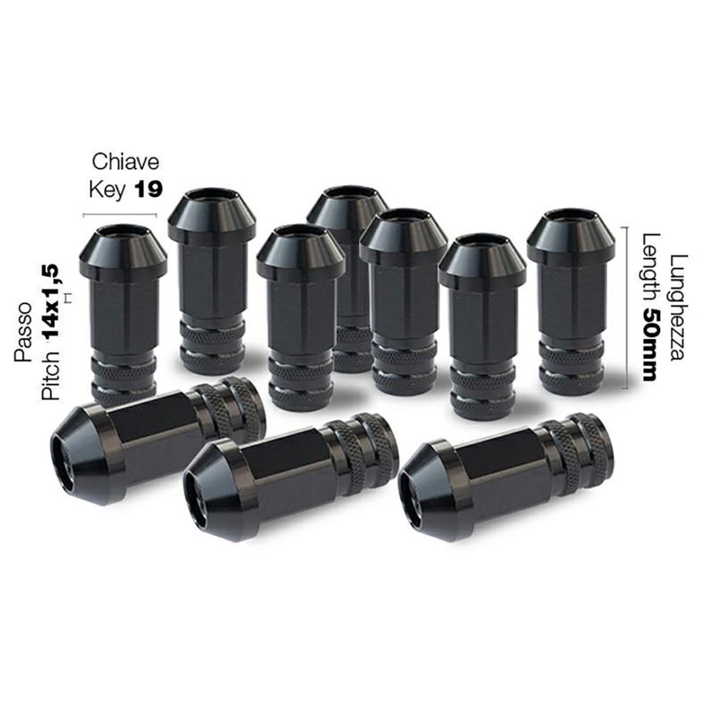 Simoni Racing - ΠΑΞΙΜΑΔΙ ΚΩΝΙΚΟ 14x1,5 (50mm) (19) ΜΑΥΡΟ 10ΤΕΜ.